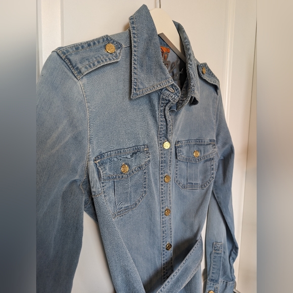Tory Burch Light Denim Blue Belted Brigette Shirt Dress - Size 6 (M) - Picture 3 of 16